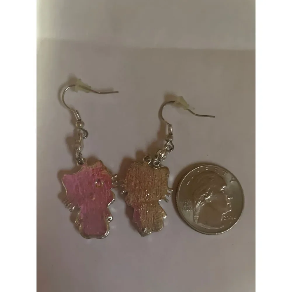 Hello Kitty Yellow Enamel Crystal Dangle Earrings Kawaii Fashion‎ Jewelry